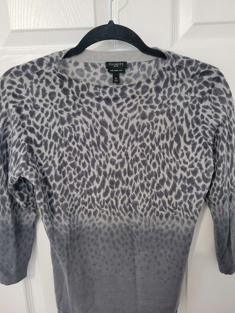 Talbots Gray Ombre Leopard Print Knit Top